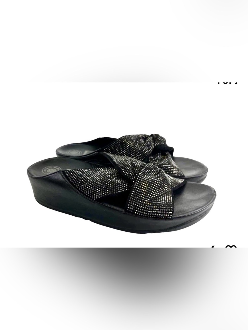 FitFlop Black Crystal Knot Slide Sandals 
- Women 7 Medium